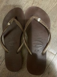 Havaianas 咖啡水鑽拖鞋二手