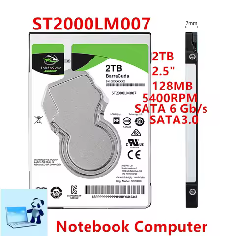 New Original HDD For Seagate BarraCuda 2TB SATA 2.5"128MB 5400RPM For Internal Hard Disk For Laptop 