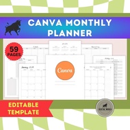2024-2025 Canva Monthly Planner | Editable Canva Planner | Canva Template | 2024 Planner | 2025 Plan