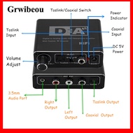 Grwibeou Hifi DAC Amp Digital To Analog Audio Converter RCA 3.5mm Headphone Amplifier Toslink Optical Coaxial Output