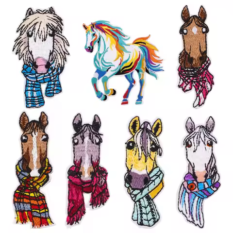 Mix 1-6pcs/set Scarf Horses Series Embroidered Patch Patches for Clothing Fashion DIY Patch Jackets 