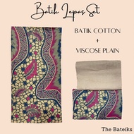 Batik Lepas Set/ Batik Cotton Premium/ Plain Viscose