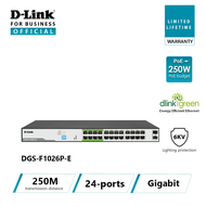 D-Link DGS-F1026P-E 250M 24-Port 1000Mbps PoE Switch with 2-SFP Ports