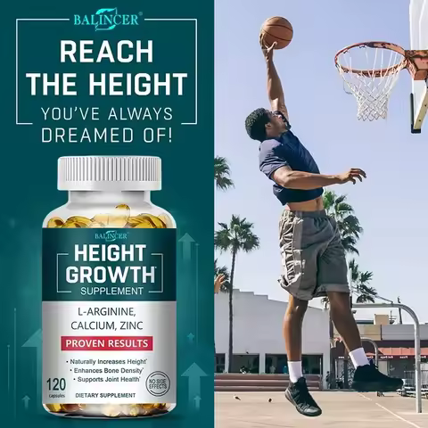 Height Gaining Supplement - Calcium L-Arginine Vitamin D3 Zinc Supplement - Promotes Bone Growth - H
