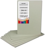 10 x bookbinding cardboard, DIN A5 (14.8 x 21 cm), thickness 2.5 mm (0.25 cm), weight: 1538 g/mยฒ, gr