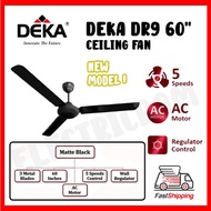 DEKA DR9 60" 3 Blades AC Motor with 5 Speeds Electronics Wall Regulator Ceiling Fan Black Kipas Sili