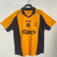00-01 Liverpool Away Yellow Short Sleeve Vintage Jersey S-XXL Sports Soccer Top AAA