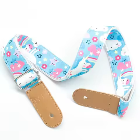 Ukulele Strap Cute Cartoon Printed Adjustable Guitar Belt Shoulder Straps for Ukulele Electric Acous
