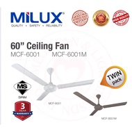 (2 sets) Milux Ceiling Fan 60“ 3 Blade MCF-6001/6001M White/Mocha