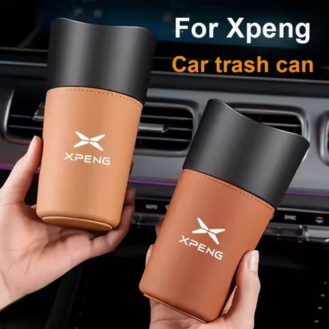 Leather Car Trash Can Mini Cup Holder Organizer For XPENG P7 G3 G3i G9 P5 X2 N5 F30 H93 Door Pocket 