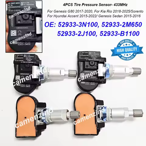 4PCS 52933-3N100 52933-B1100 433MHz TPMS For Hyundai Accent 2014-2017 Genesis For KIA Sorento 2015-2
