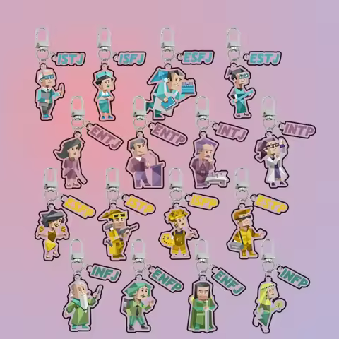 Funny MBTI 16 Personality Type Acrylic Keychain Pendant Cartoon ‌ISTJ ‌ISFJ ‌ESFJ Double Pendant I E