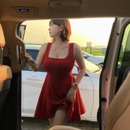 [Plus Size] Oversize Summer Dress for Curvy Ladies - Red Strapless Gown with Bohemian Style - Suitab