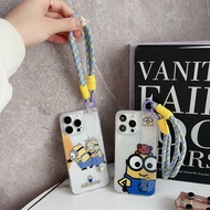 HX| For iPhone 6s 7 8 Plus X XR Xs Max 11 12 13 mini 14 15 Pro Max SE 2020 Minions with rope soft ca