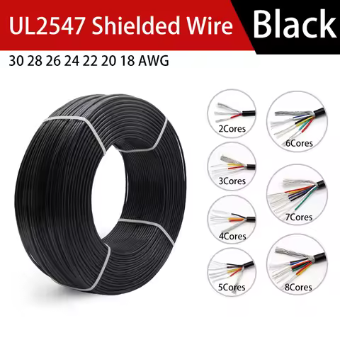 1~20M Shielded Wire Signal Cable 30 28 26 24 22 20 18 AWG Channel Audio 2 3 4 5 6 8 Core UL2547 Head