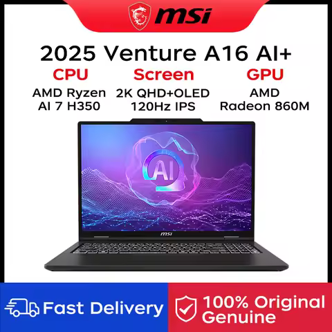 2025 MSI Venture A16 AI+ Laptop 16 Inch 2K 120Hz OLED Screen Netbook AMD Ryzen AI 7 H350 CPU 16GB 51