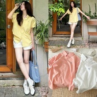 short sleeve women's shirt, soft material, embroidered with bows for school and work - Junboy - SM65