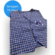 Rompi Seragam TK Paud Biru Kotak
