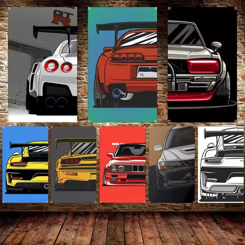 90x150cm 3X5FT Cool JDM Car Flag Polyester Printed Racing Car Banner For Decor
