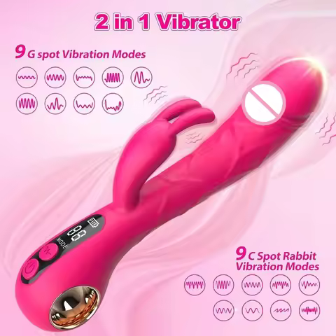 TINGNAI 9 Powerful Vibration Modes Rabbit Vibrator with Led Display Penetration Point G Vagina Crito