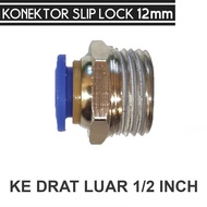 12mm Slip Lock Connector to 1/ 2 inch external thread Pneumatic Fitting