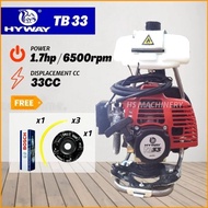 100% Original HYWAY TB33 BRUSH GRASS CUTTER MESIN RUMPUT HEAVY DUTY TAHAN PANAS 33CC