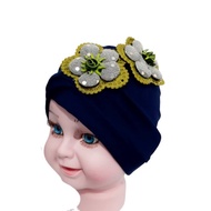BABY TURBAN WITH GLITTER FLOWERS BABY TURBAN/ FLOWER TURBAN/ BABY HIJAB/