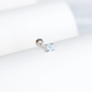 藍托帕石925純銀方塊轉珠耳環