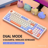 【In stock】HXR K98 Bluetooth Keyboard Wireless Keyboard RGB Creamy Keyboard Colorful Keycaps Recharge