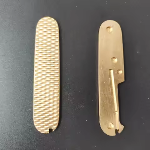 Custom Diamond Pattern Brass Made Knife Handle Scales For 91MM Victorinox Swiss Army Knives With Slo