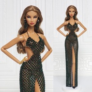 Doll Set Handmade Green Metal Mesh Crystal For Barbie Fashion Royalty Silkstone Poppy Parker Nuface 