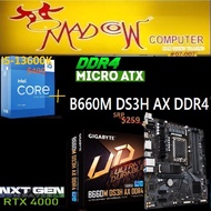 Intel Core i5-13600K 13th Gen 14-Core/20T 5.1GHz + Gigabyte B660M DS3H AX DDR4(3y), & if u wish add 