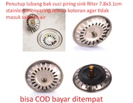 Penutup lubang bak cuci piring sink filter 7.8x3.1cm stainless menyari