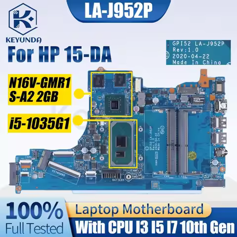 LA-J952P For HP Pavilion 15-DA Notebook Mainboard GPI52/EPK50 Core I3 I5 I7-8th 10th With GPU 2G Lap