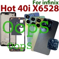 Back Cover Housing Frame For Infinix Hot 40i X6528B X6528 Battery Cover with LCD Front Middle Frame+