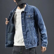 ผู้ชายอเมริกัน Retro Heavy Duty กางเกงยีนส์หลวม Fit อินเทรนด์ High-End DENIM Jacket Windproof แขนยาว