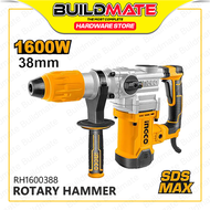 BUILDMATE Ingco 1600W Rotary Hammer Chipping Gun Drill Set SDS MAX With Chisel Anti-Vibration System