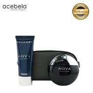 Bvlgari Aqva Pour Homme Gift Set : (EDT) Spray 100ml + After Shave Balm 100ml + Pouch (100% Authentic from Acebela)