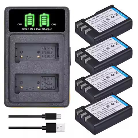 Dual charger Replace for MH-23 / EN-EL9 EL9a Battery Compatible with Nikon D40 D40x D60 D3000 D5000 