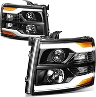DNA Motoring HL-HPL-CSIL07-G2-BK-AM Black Projector Headlights With 3D LED Running Light Replacement