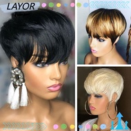 LAY Short Human Hair Wigs Womens Natural Short Party Wigs