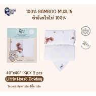 SNOW OWL ผ้าห่อตัวทารก ใยไผ่100% ระดับพรีเมี่ยม ขนาด 40x40 นิ้ว แพ็ค 2 ผืน Bamboo MUSLIN MILTI-USE