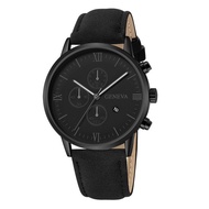 Geneva Mens Watch Fashion Vacation Three Eyes Roman Scale Quartz Watch Mens Belt Wrist Watch