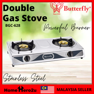 Butterfly Double Burner Gas Stove Cooker BGC-628 Keluli Tahan Karat dengan SIRIM / SH-1200GC - Homeh