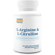 L-Arginine 500 mg, L-Citruline 500 mg, 60 Vegetable Capsules