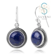SUVANI เงินแท้ 92.5% ต่างหูหินลาพิส ลาซูลี (Lapis lazuli) หินแห่งสติปัญญา, อุดรูรั่วทางการเงิน ต่างหูห้อย เครื่องประดับ