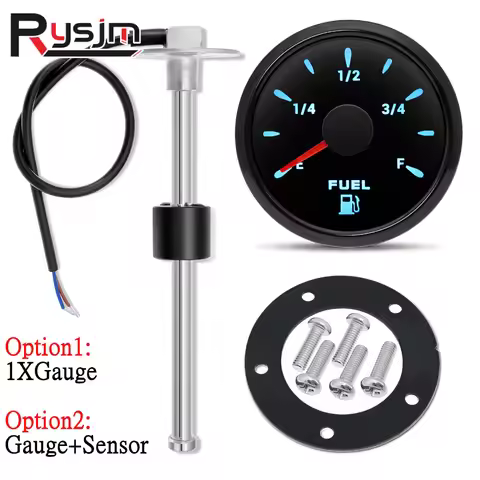 52mm Fuel Level Gauge 0-190Ω 7 colors LED Backlight Fuel Gauge For 100~500mm Fuel Level Sensor(Optio