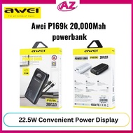 Awei P169K 20,000mAh Fast Charge Powerbank 22.5W LED Digital Display with Built-in Cable Long Battery Life