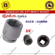 GENIUS SOCKET 3/4" DR 6 MATA GENIUS TOOLS 3/4" DR METRIC IMPACT SOCKET 6 POINT