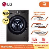 LG (11KG/7KG) Front Load Washer Dryer with AI Direct Drive™ and Steam+™ (Black) FV1411H3BA